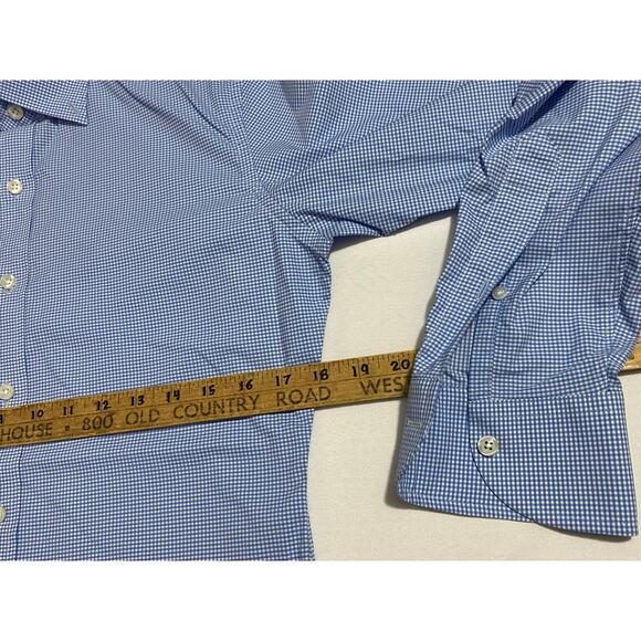 Proper Cloth Shirt Size S 18x29 Blue White Checkered Long Sleeve  Performance - Picture 3 of 10